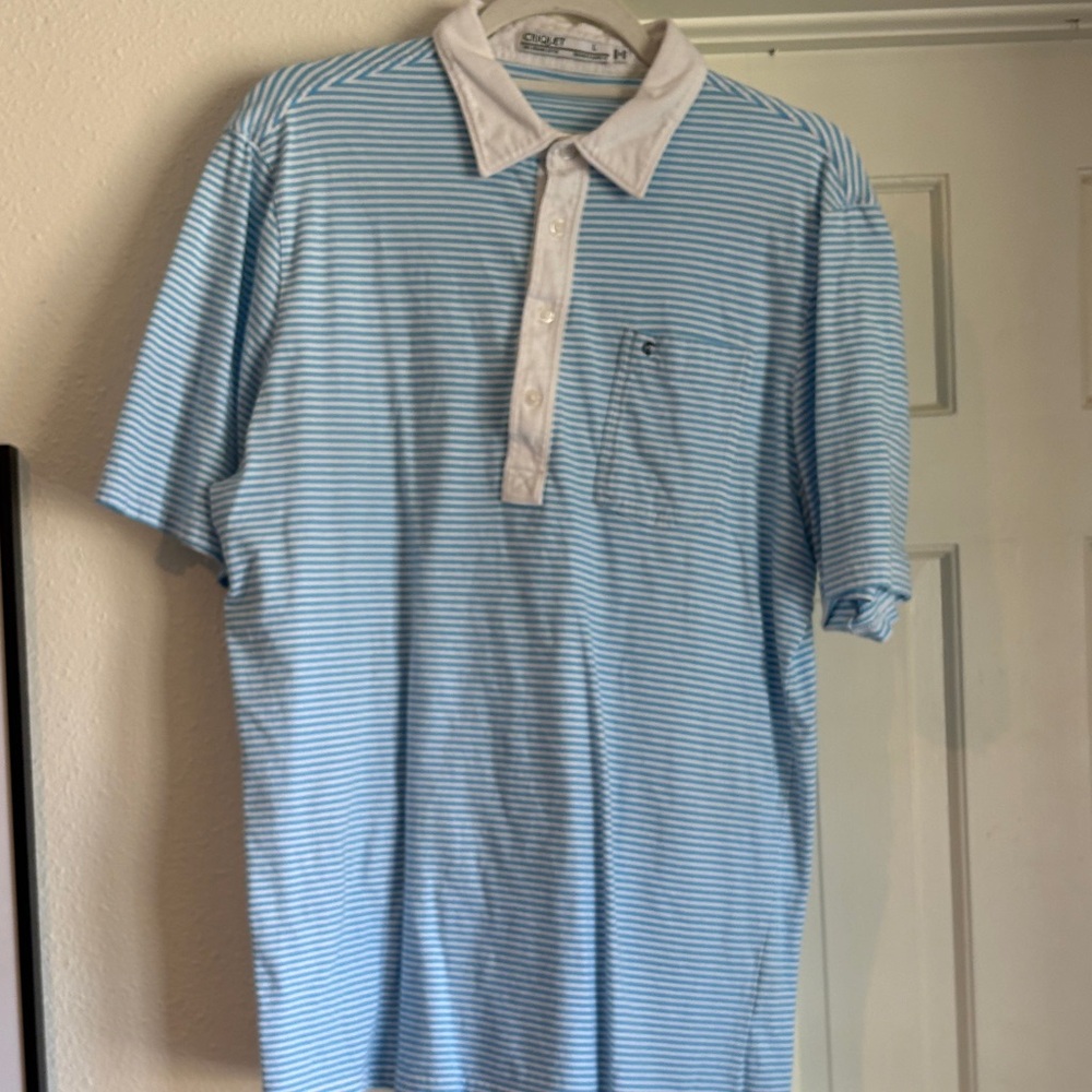 Criquet Bright Blue Striped Polo